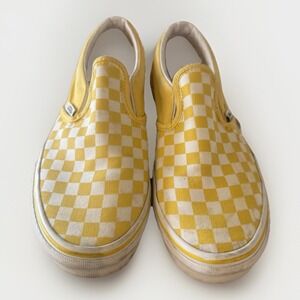 VANS CHECKERBOARD CLASSIC SLIP-ON CYBER YELLOW/TRUE WHITE Kids Size‎ 6.5